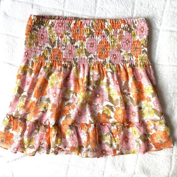 Aqua Floral Tiered Ruffle Mini Skirt - Picture 2 of 4